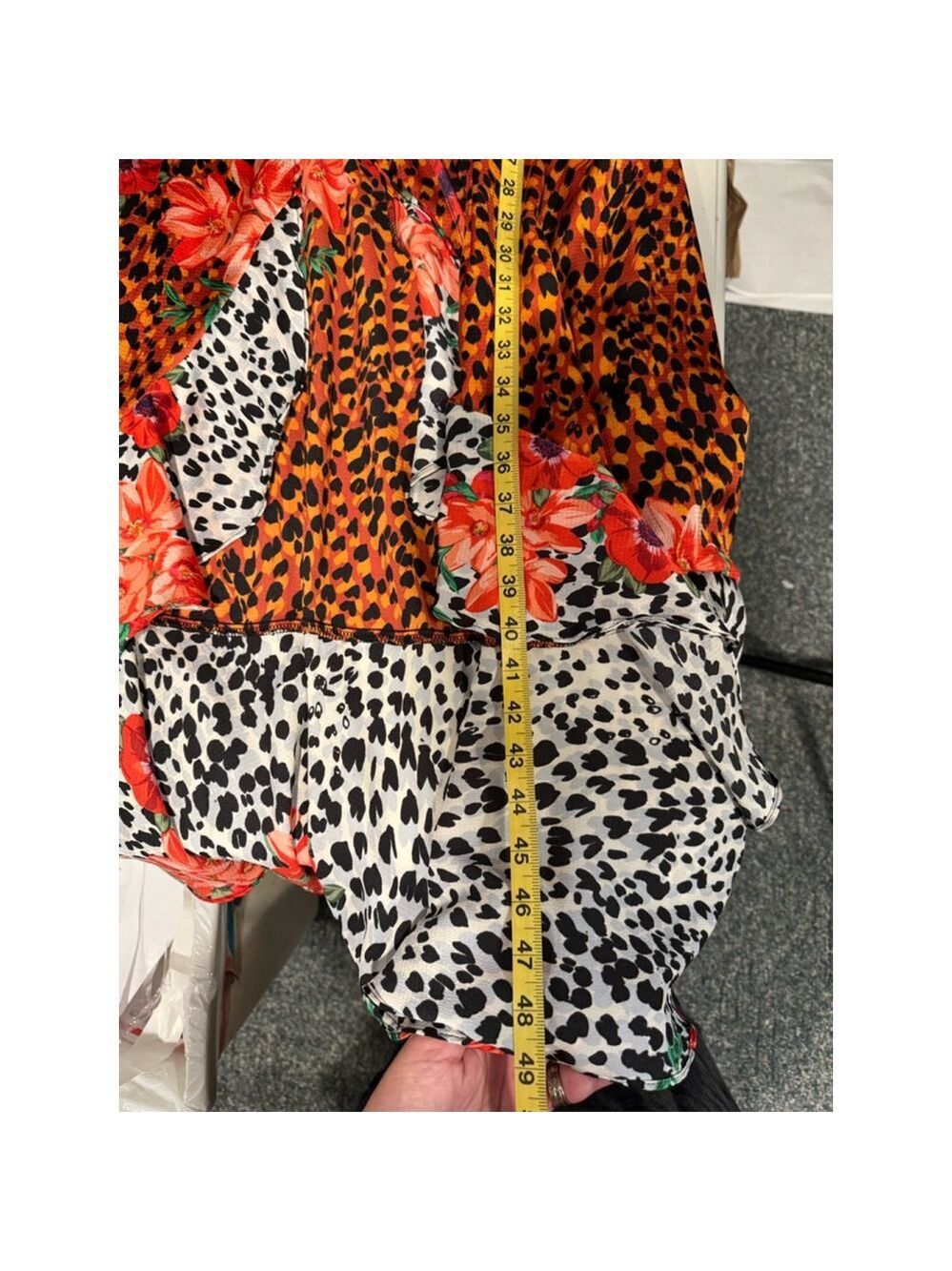 Liquorish Women's Wrap Dress Size 14 Orange Black Floral - Picture 11 of 11